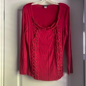 Venus double braided women’s long sleeve red blouse. Size large.
